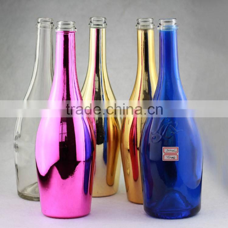 Wholesale black paint bottles 750ml food oil bottles champagne wine bottles