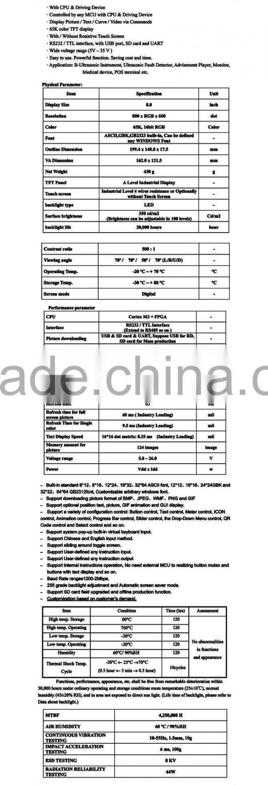 3.5inch lcd module band usb to rs232 lcd module with wide temperature and usb download picture