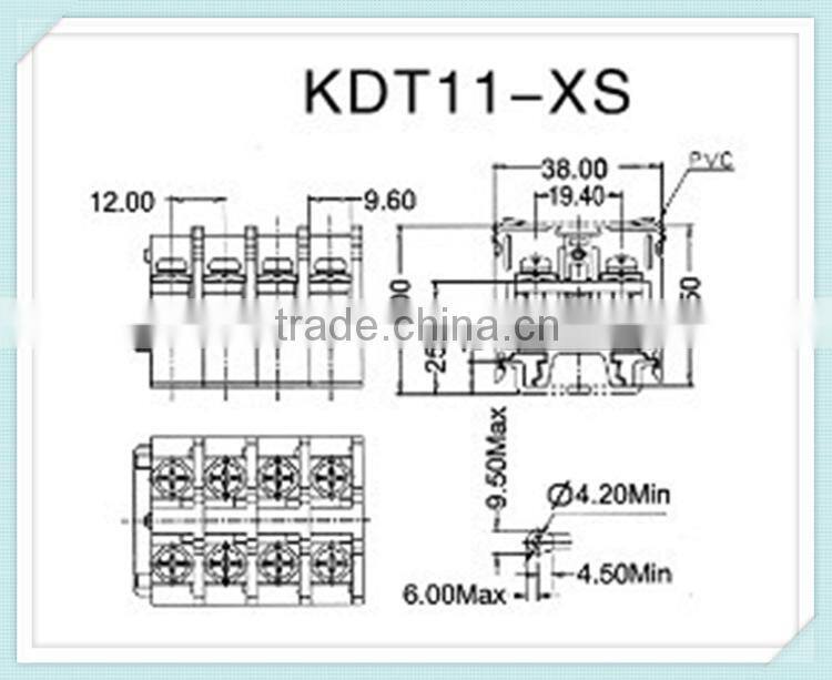 Din Rail Terminal Block KDT11-XS 600V 50A 12mm Pitch