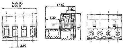 5.08mm Pitch 5P PCB Terminal Block XS2ESDV 5.08mm Pitch300V 15A with UL CE ROHS