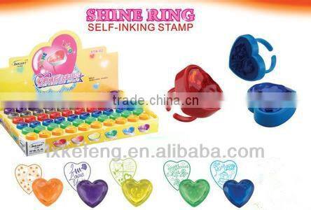 Fashion ring type toy plastic self inking for kids