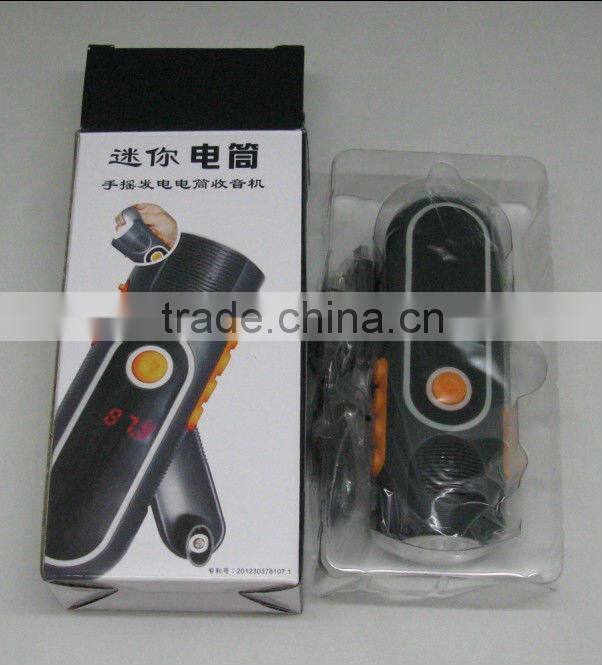 2015 New Item Mini Led Hand Winding Dynamo Flashlight Torch Radio with LCD Display -Shenzhen XINLINGNAN Factory (XLN-704)