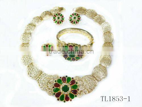Wholesale african jewelry sets 18k jewelry display set arabic bridal necklace set