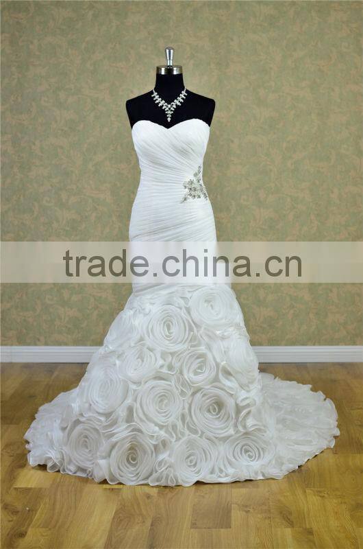 Full Guaranteed strapless layer ruffle mermaid fishtail wedding dress