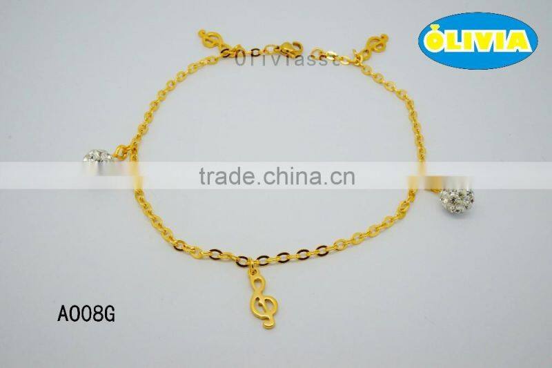 Olivia Jewelry High Quality 25cm Length Women Stainless Steel Anklet In Gold Plated