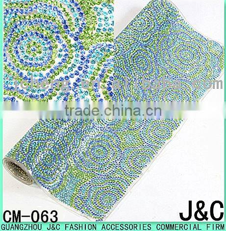 2016 new black color rose flower shaped lace hot fix crystal rhinestone mesh