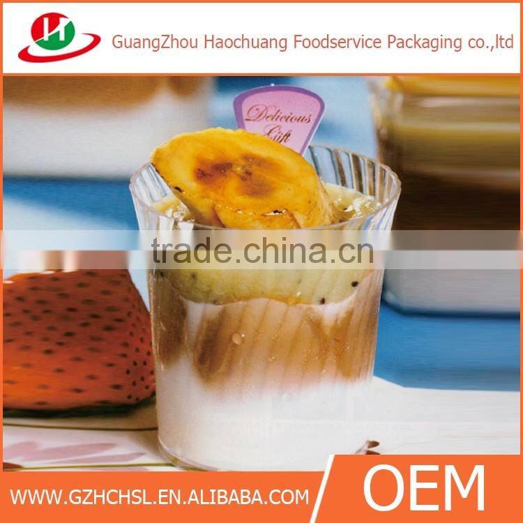 CH-S4 Hot sale PS material disposable transparent three teeth crystal fork for ice cream pudding
