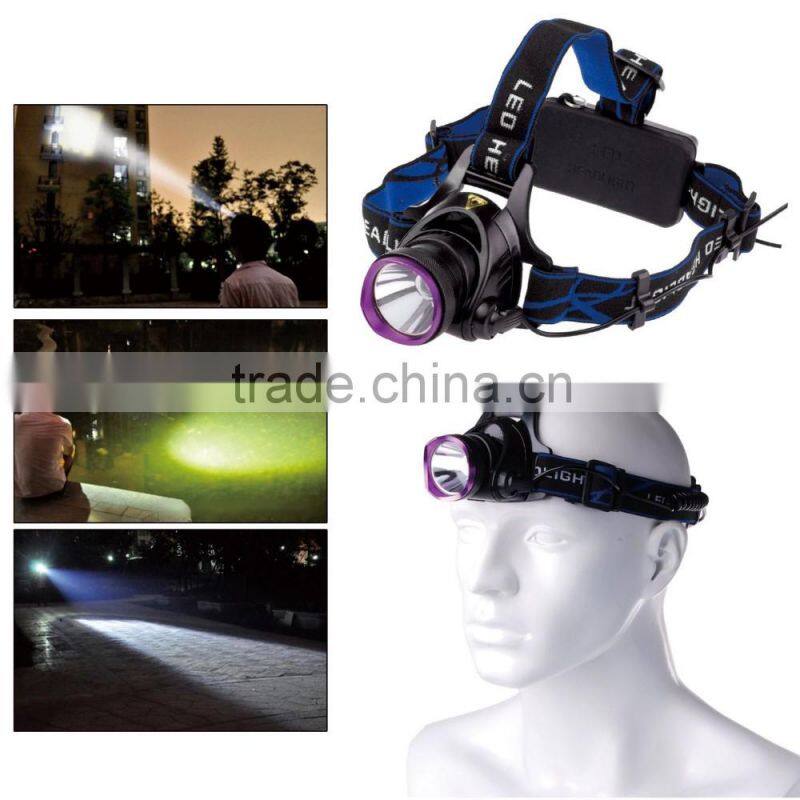 1800 Lm XM-L T6 Focus LED Headlamp Headlight Head Torch Lamp Front Lamp Camping Hiking Light With AC Charger + Car Charger