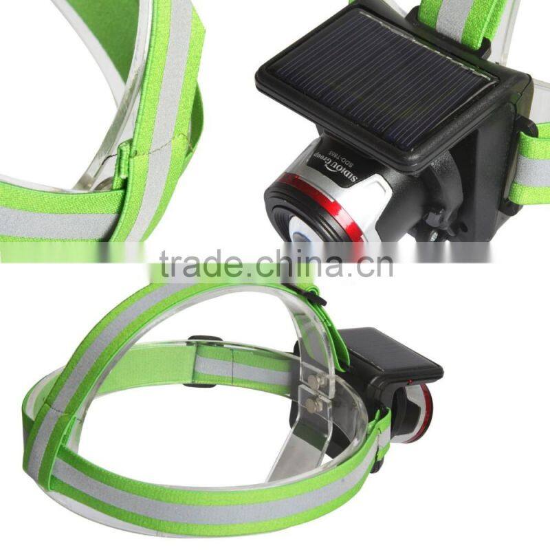 Sidiou Group XPE 5W Spotlight Solar Charging Light Headlamp Headlight UK/EU Plug Flashlight Head Torch Light To Bike Camping