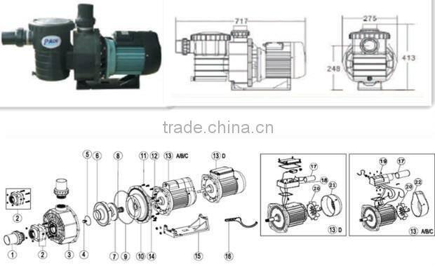 SB series 2hp swimming pool pump