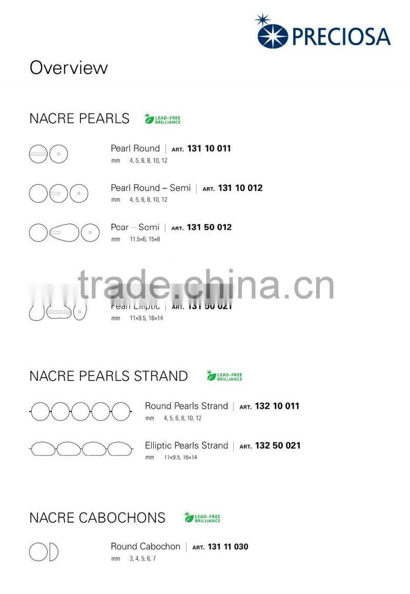 PRECIOSA Nacre Pearls Round shape in Cream color