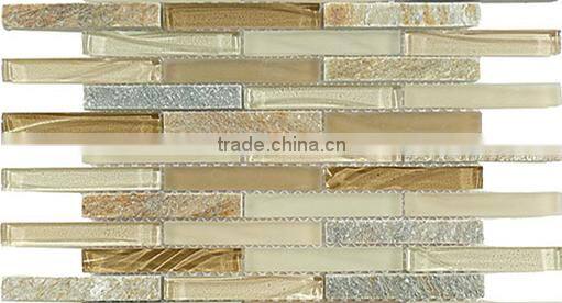 gold mosaic tile and mosaic stone mix (crystal glass )