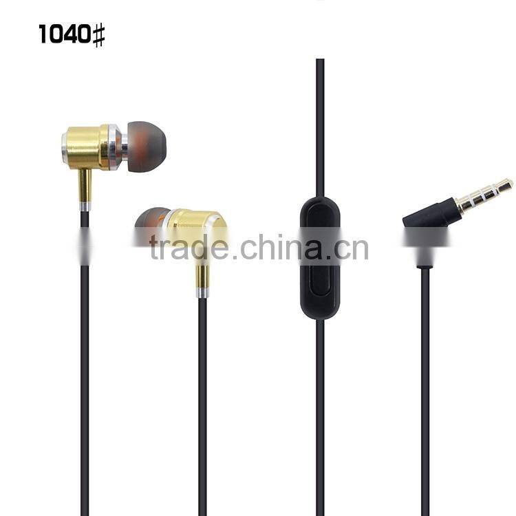 SNHALSAR mobile phone accessories, metal earphones with microphone, In-ear Headset