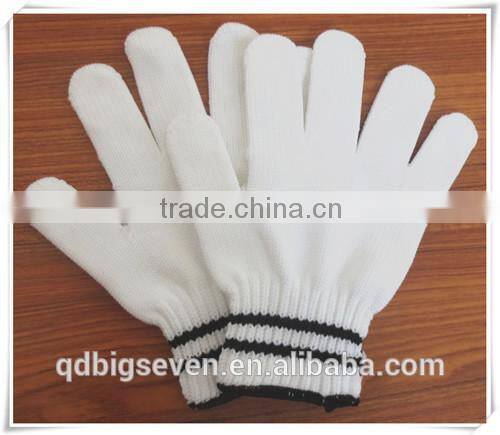 BSSAFETY Nylon knitted black and white stripes wrist household safety gloves, ganden work gloves
