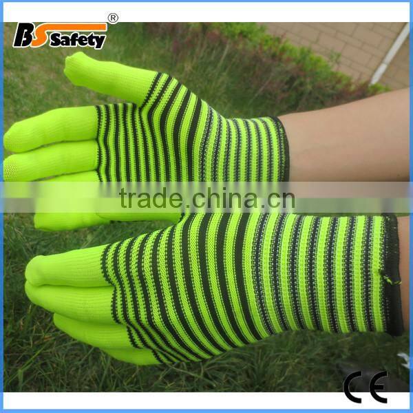 BSSAFETY cheap polyester or nylon knit garden glove