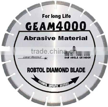 Laser welded segmented small diamond saw blade fot long life cutting extremely abrasive material -- GEAM