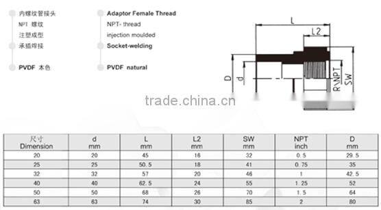 PVDF Female Thread Adaptor NPT-thread