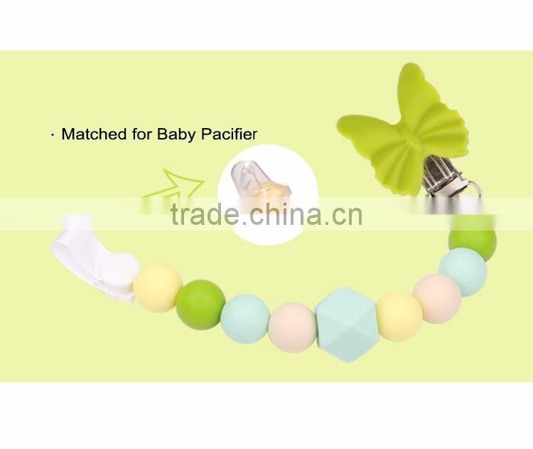 Wholesale New Product silicone butterfly clip accessories teether chain