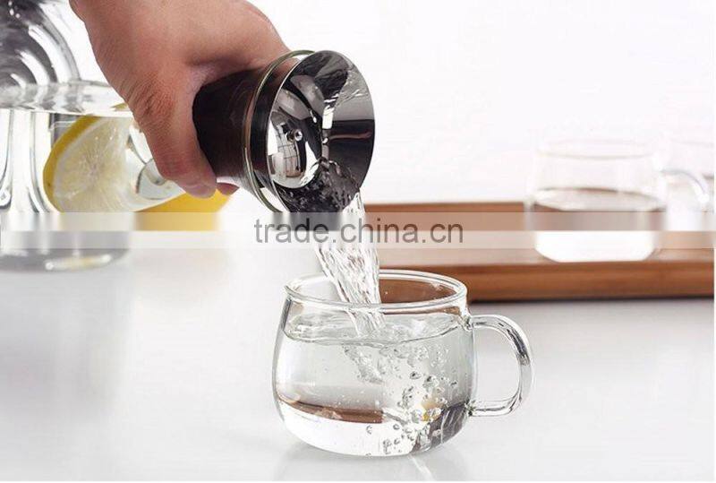 Glass Drip-free Carafe with Stainless Steel Silicone Flip-top Lid, Hot and Cold Water Pitcher, Tea/Coffee Maker