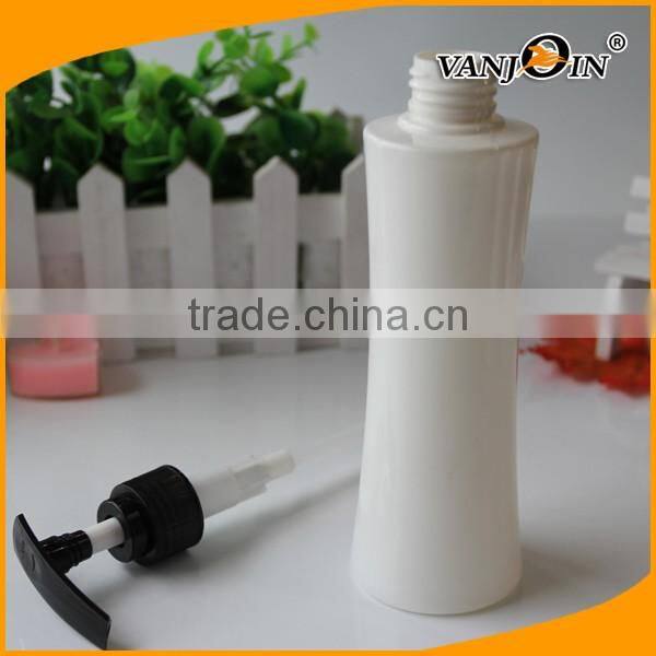 200ml Waist Shaped White Lotion Bottle with Black Pump
