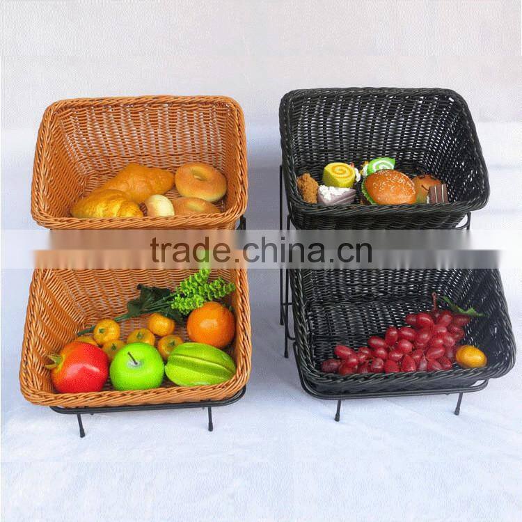 Guranteed quality stand design 2-tier rattan bakery display racks