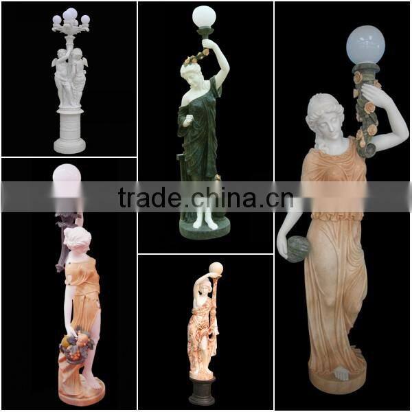 Mixed Marble Lady Statue Lamps
