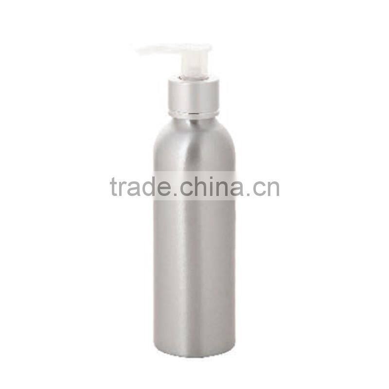 Silver aluminum bottle with lotion pump 150ml