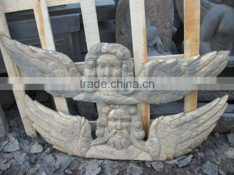 Antique wooden carving angel wall relief sculpture