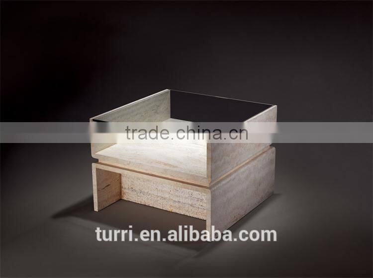 high quality glass top marble base small square coffee table