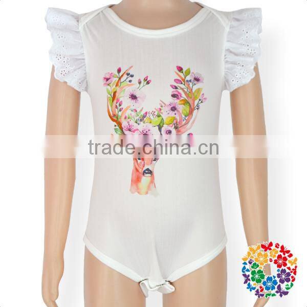Wholesale boutique clothing kids body suits flutter sleeve summer white baby leotards romper kids bodysuit