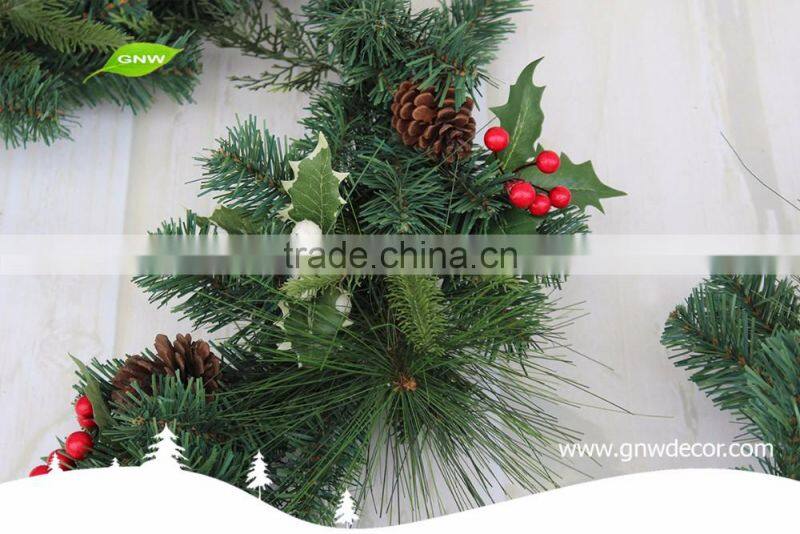GNW CHGR-1607025 High quality cheap green Christmas Wooden Garland for door decoration