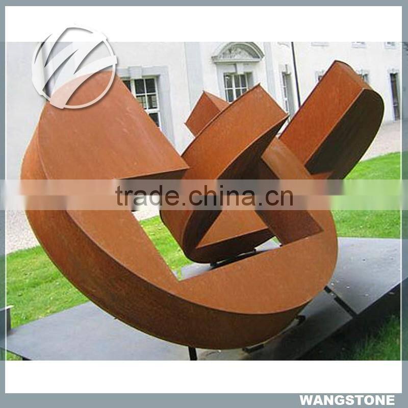 Modern Abstract Metal Corten Sculpture for Square Decor