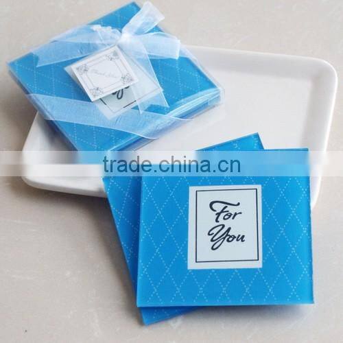fancy design custom made wedding glass cup coaster