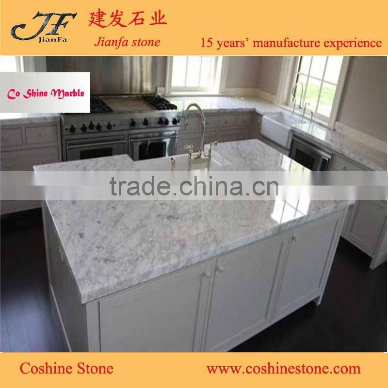 white marble table tops italian Bianco Carrara white countertop kitchen cabinets
