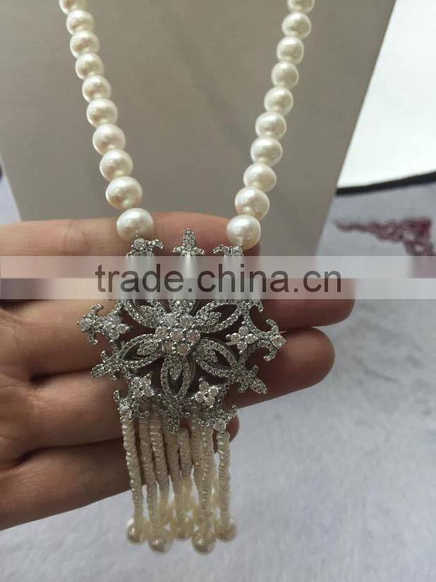 long beaded 10-11mm white freshwater pearls necklace designs