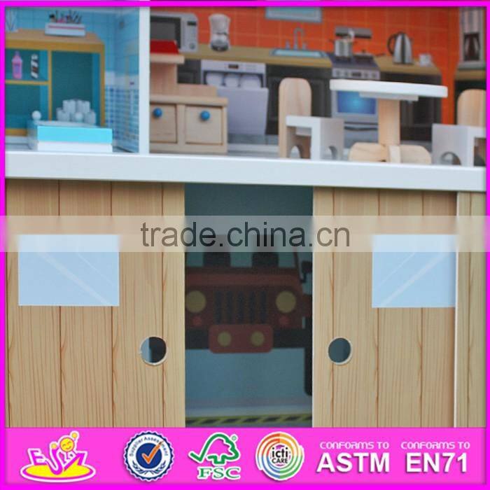 2016 new design girls pretend play wooden beachfront mansion dollhouse W06A153