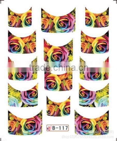 French half watermark fiower painting nails stick ,DIY Fashion Nail art