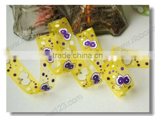 printed organza ribbon fabric painting flowers