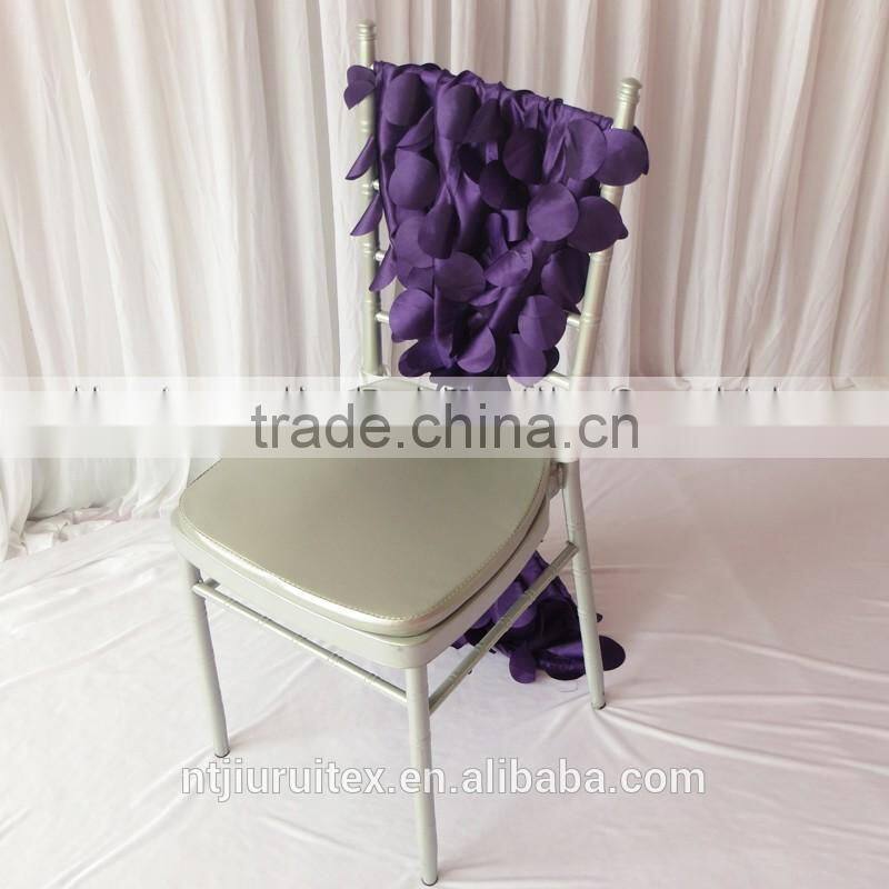 35cm*200cm 3D Taffeta Chiavari Chair Sash 20PCS A Lot Free Shipping (Purple Wafer & Cream Leaf Shape) 2 Style Can Be Choose