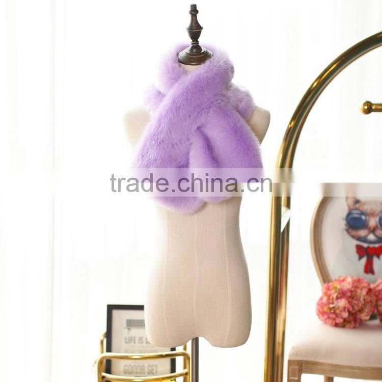 short colorful top grade Luxury vintage faux fox fur crossed scraf