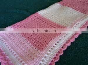 Pink and White Crochet Lace Baby Blanket