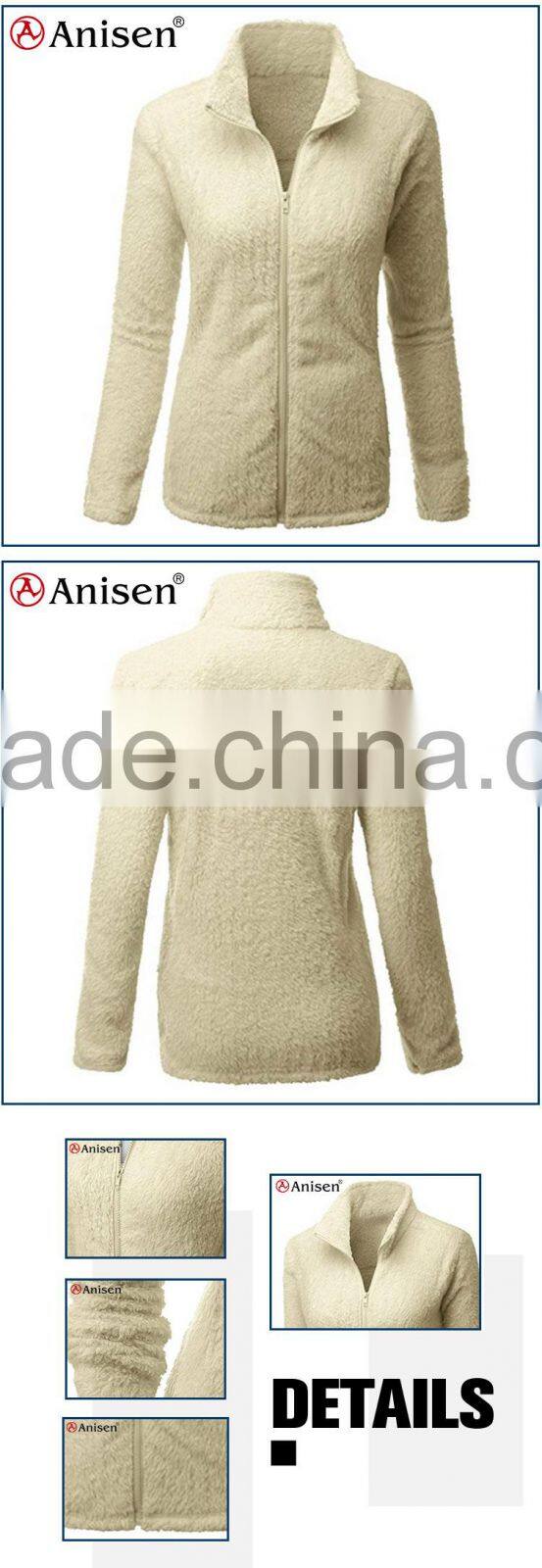 fashion design wholesale women custom sherpa fleece jacket