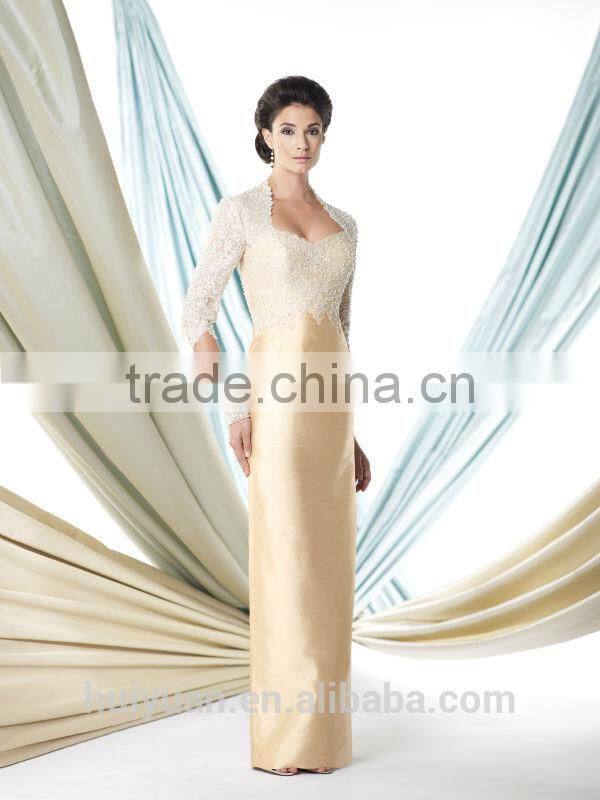 new fashion white lace see-through gold prom evening dress