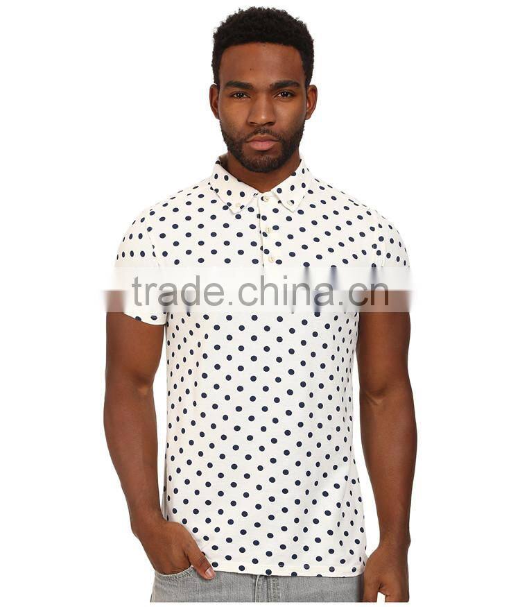 Latest design mens short sleeve custom dot funny polo shirt