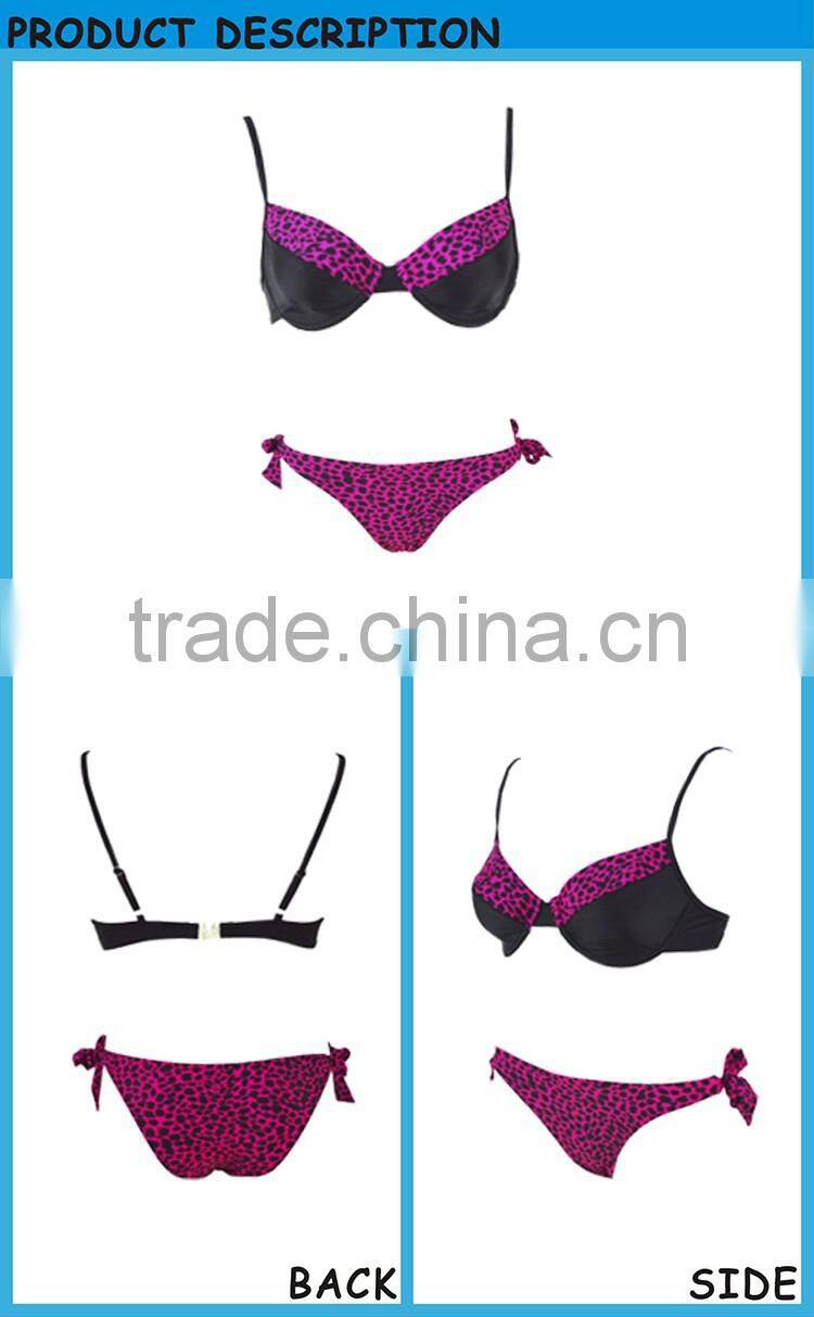 Most popular Sexy Rosy and Black Leopard bikini Swimwear 2018