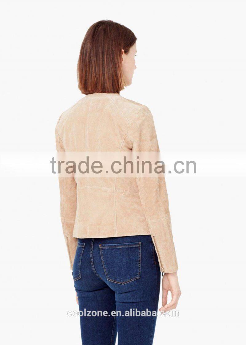 New fashion zipped fastening through front long sleeve jacket
