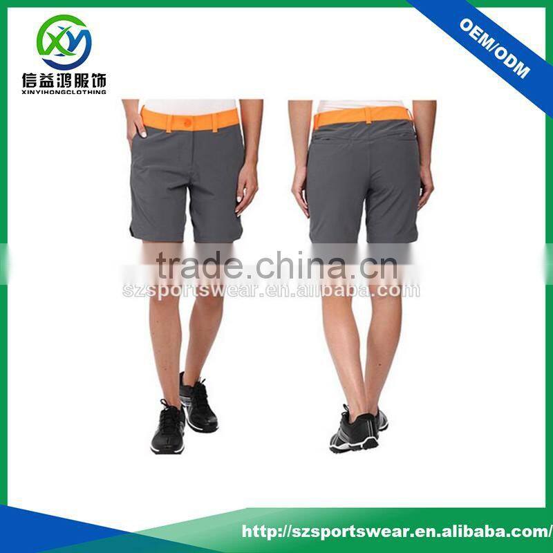 Moisture wicking Notched hems contrast waistband golf shorts wholesale