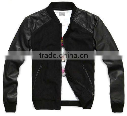 2012 new style men apparel winter sweater leather jacket wool jacket