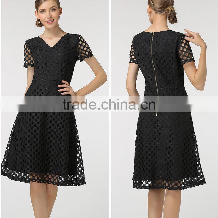 OEM fashion latest black dresses , lace wholesale women dresses summer