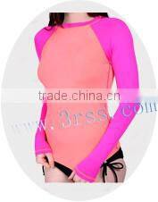 2014 young girl's colorful UPF50+ rash t shirt